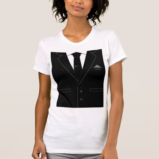 Black Suite met zwarte Stropdas T-shirt (Voorkant)