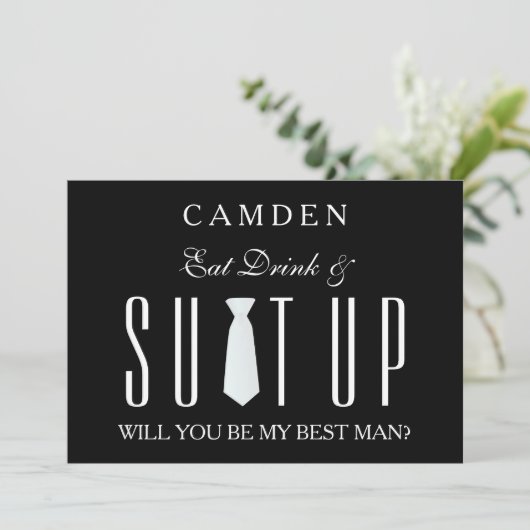 Black Suitup Wil je mijn Bestman zijn? Kaart (Staand voorkant)