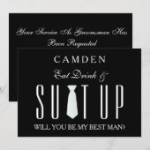 Black Suitup Wil je mijn Bestman zijn? Kaart (Voorkant / Achterkant)