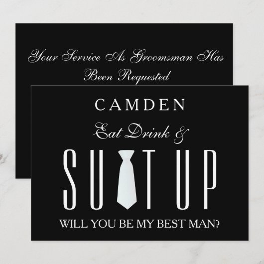 Black Suitup Wil je mijn Bestman zijn? Kaart (Voorkant / Achterkant)