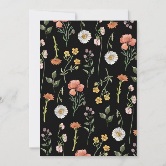 Black Summer Boho Wildflower Brunch Vrijgezellenfe Kaart (Achterkant)