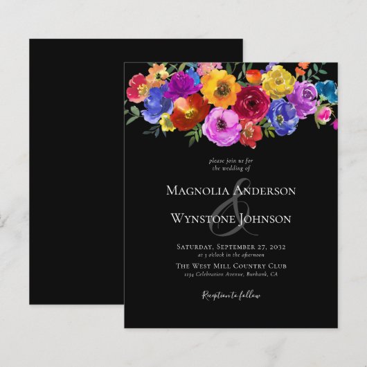 Black Summer Floral Wildflower Wedding (Voorkant / Achterkant)