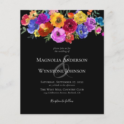 Black Summer Floral Wildflower Wedding (Voorkant)