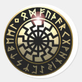 Black Sun-wiel Ronde Sticker (Voorkant)