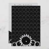 Black Sunflower Damask Wedding Invitting Kaart (Voorkant / Achterkant)