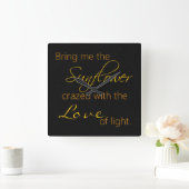 Black Sunflower Quote-klok Vierkante Klok (Huis)