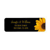Black Sunflower Wedding Return Address Labels (Voorkant)