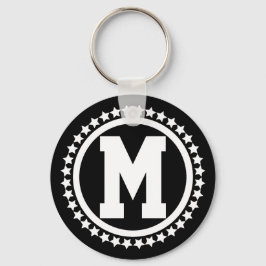 Black Super Star Monogrammed Sleutelhanger