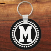 Black Super Star Monogrammed Sleutelhanger (Voorkant)