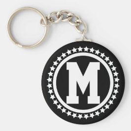 Black Super Star Monogrammed Sleutelhanger