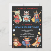 Black Superheroes Kids Uitnodiging voor verjaardag (Voorkant)