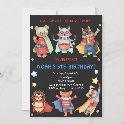 Black Superheroes Kids Uitnodiging voor verjaardag (Voorkant)