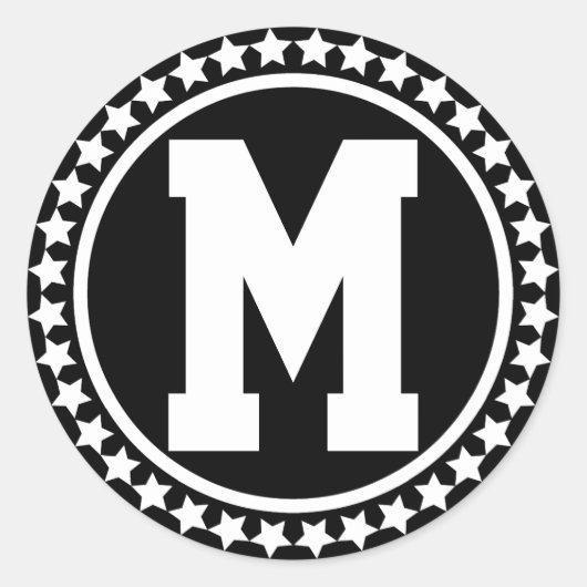 Black Superstar Monogram Ronde Sticker (Voorkant)