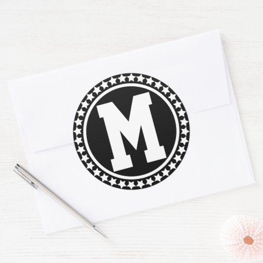 Black Superstar Monogram Ronde Sticker (Envelop)