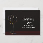 Black Surprise 21st Birthday Wine Glass Party Kaart (Achterkant)