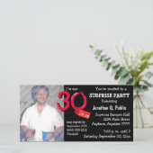 Black Surprise 30th Birthday Party Photo Invite (Staand voorkant)