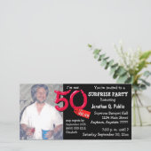Black Surprise 50th Birthday Party Photo Invite (Staand voorkant)