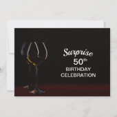 Black Surprise 50th Birthday Wine Glass Party Kaart (Achterkant)