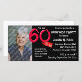 Black Surprise 60th Birthday Party Photo Invite (Voorkant / Achterkant)