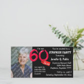 Black Surprise 60th Birthday Party Photo Invite (Staand voorkant)