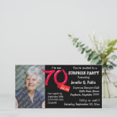 Black Surprise 70th Birthday Party Photo Invite (Staand voorkant)