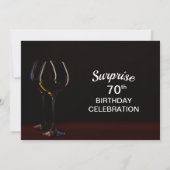 Black Surprise 70th Birthday Wine Glass Party Kaart (Achterkant)