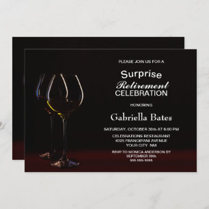 Black Surprise Retirement Wine Glass Party Kaart