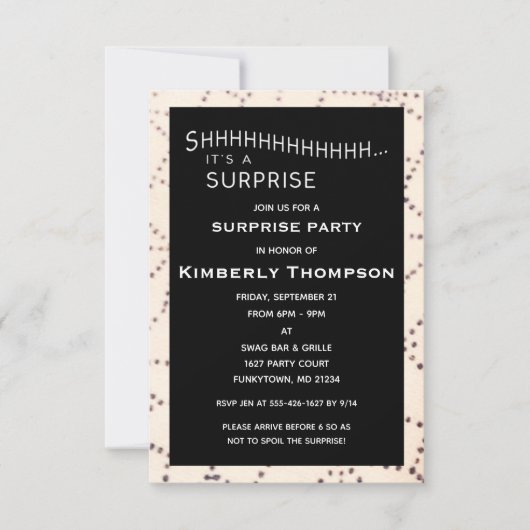 Black Surprise Verjaardag Custom Age Uitnodiging (Voorkant)