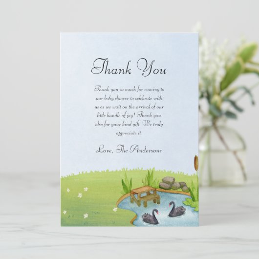 Black Swan-Baby shower Bedankkaart (Staand voorkant)