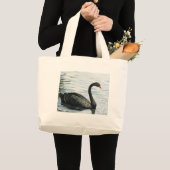 "Black Swan" Bird Art Bag Grote Tote Bag (Voorkant (product))