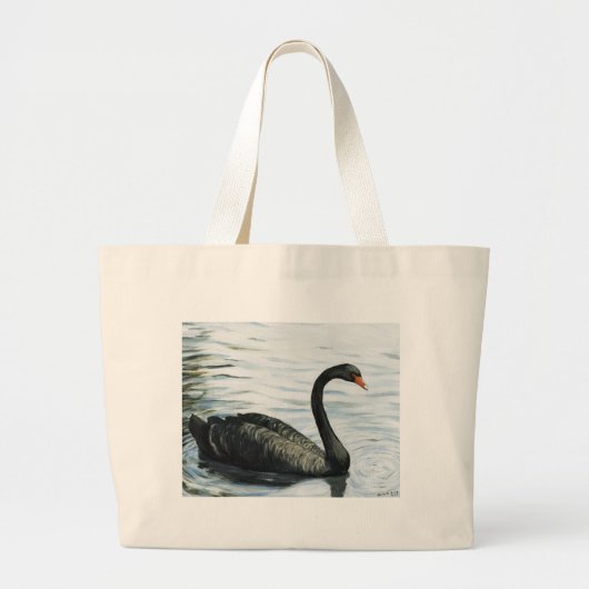 "Black Swan" Bird Art Bag Grote Tote Bag (Voorkant)