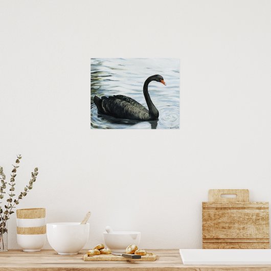 "Black Swan" Bird Art Print (Keuken)