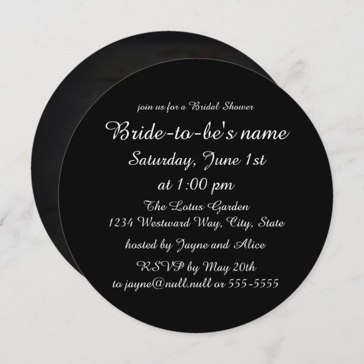 Black Swan Bridal Shower-uitnodiging Kaart (Voorkant / Achterkant)