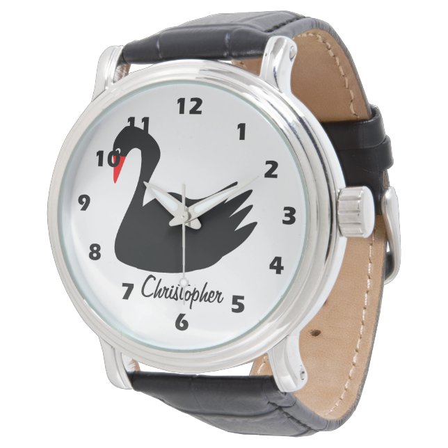 Black Swan Design Gepersonaliseerd Horloge (Gekanteld)