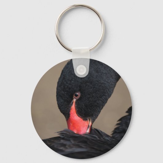Black Swan Faux Canvas Sleutelhanger (Voorkant)