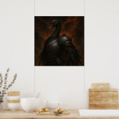 Black Swan Knight – Dark Fantasy Warrior Poster (Keuken)
