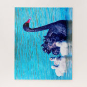 Black Swan met haar baby's, Jigzaag Puzzle Legpuzzel (Verticaal)