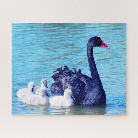 Black Swan met haar baby's, Jigzaag Puzzle Legpuzzel (Horizontaal)