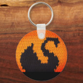 Black Swan Profile in Bright Sunset Crochet Print Sleutelhanger (Voorkant)