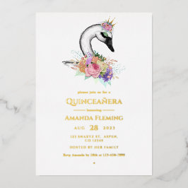 Black Swan Quinceañera Folie Uitnodiging