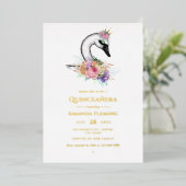 Black Swan Quinceañera Folie Uitnodiging (Staand Voorkant)