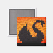 Black Swan Silhouette en Sunset Crochet Print op Magneet (Voorkant / Achterkant)