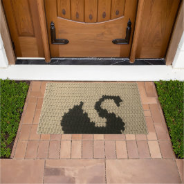 Black Swan Silhouette Natural Crochet Print Deurmat