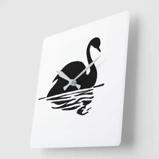 Black Swan Silhouette Vierkante Klok (Hoek)