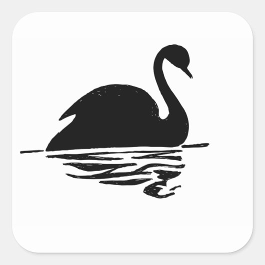 Black Swan Silhouette Vierkante Sticker (Voorkant)