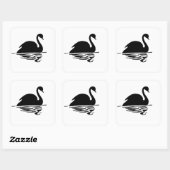 Black Swan Silhouette Vierkante Sticker (Vel)
