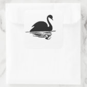 Black Swan Silhouette Vierkante Sticker (Tas)
