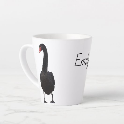 Black Swan Wildlife Art Persoonlijke naam Dier Latte Mok (Linkerhoek)