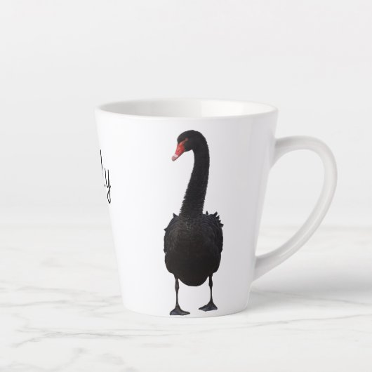Black Swan Wildlife Art Persoonlijke naam Dier Latte Mok (Rechts)