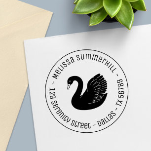 Black Swan Wings up Ronde Adres Zelfinktende Stempel